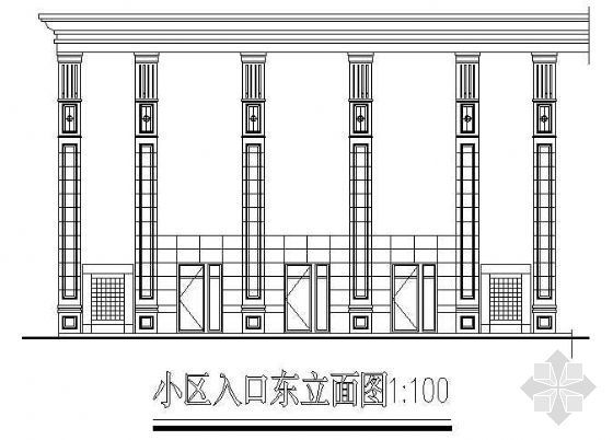 学校入口门卫模型造型资料下载-某小区入口门卫室详图
