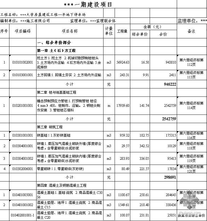 结算清单表资料下载-广州某大学半地下停车场建筑装饰装修工程结算清单（含工程量计算）