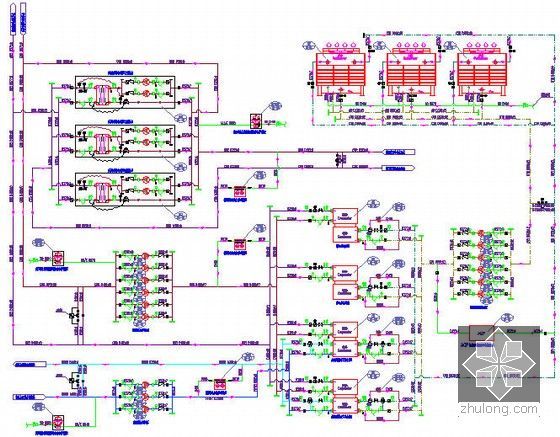 [北京]国家级会议楼暖通空调设计全套施工图(顶级院图纸大样多)-空调冷源水系统流程图