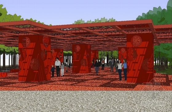 [江苏]综合性滨湖带状湿地公园景观设计方案-文化广场效果图