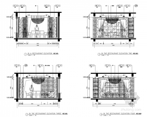 [北京]东方小夏威夷简约现代别墅装修CAD施工图（含效果图）餐厅立面图