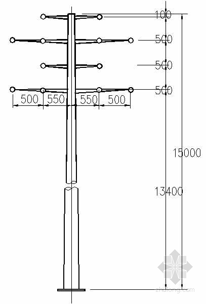 钢杆杆型图资料下载-架空绝缘配电线路-四回路（钢杆）杆型图