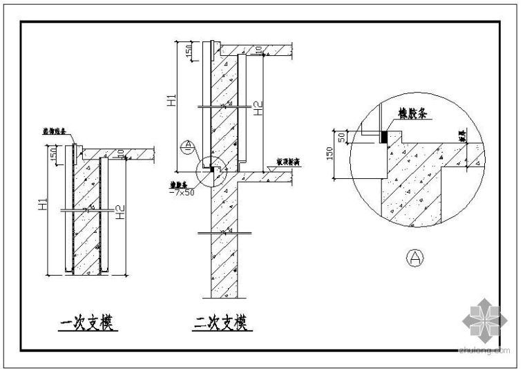 外墙CAD图库资料下载-某模板节点构造图库