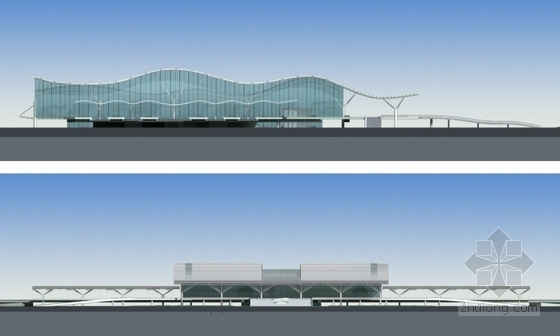 [湖南]大型枢纽站建筑设计方案文本-枢纽站立面图