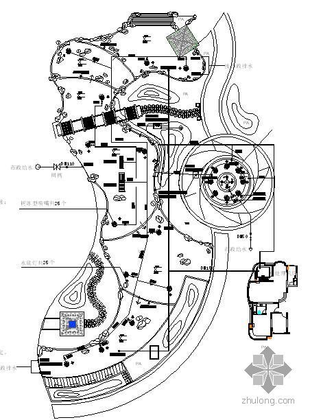 中式景观园林CAD总图资料下载-花园景观池总图