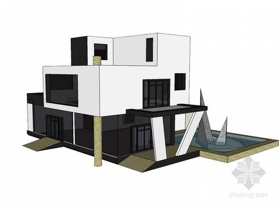 法式住宅SU建筑模型资料下载-特色住宅建筑SU模型