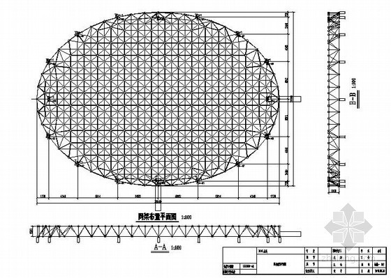 球型网架dwg资料下载-某会所椭圆型网架结构图