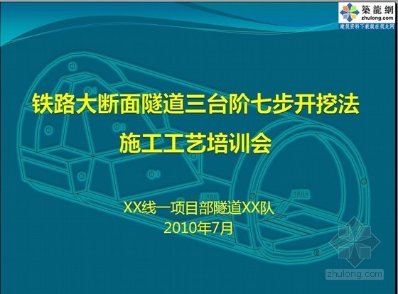 隧道断面开挖资料下载-[PPT]铁路大断面隧道三台阶七步开挖法施工工艺