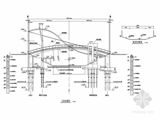 130m跨径拱桥施工图资料下载-38m跨径钢结构花拱桥全套施工图（17张）