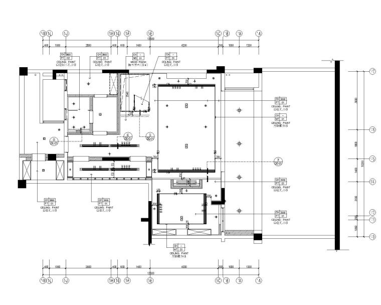 重庆知名地产悦湾350平复式样板房室内设计CAD施工图+设计方案+效果图-4负一层天花布置图