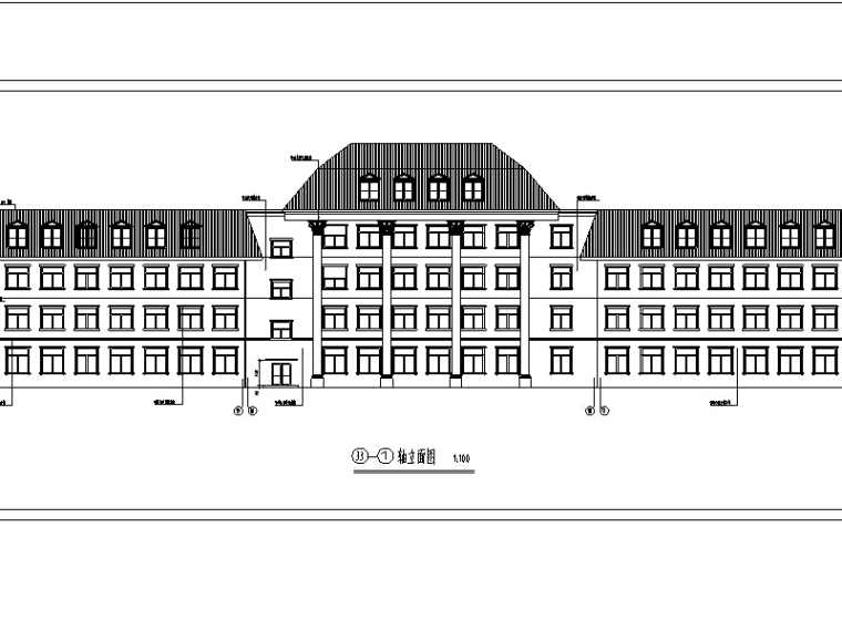 办公楼欧陆风格效果图资料下载-欧式多层办公楼建设初设图CAD