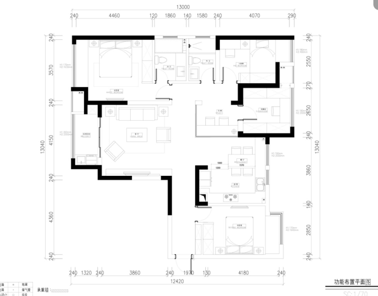 建筑施工图设计橱柜资料下载-[常熟]中央华城145㎡台湾风住宅设计施工图及效果图