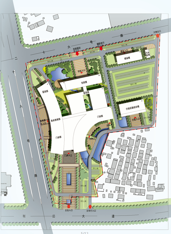 [武汉]某市第一人民医院新院区方案文本（CAD+视频+估算+效果图）-总平面图