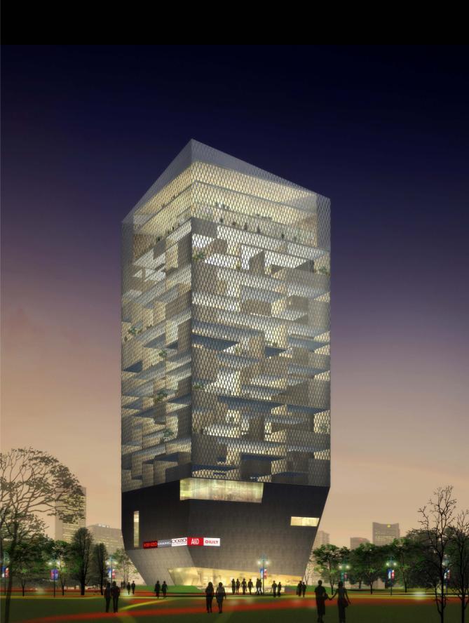[浙江]超高层现代风格多样花空间办公楼建筑设计方案文本-超高层现代风格多样花空间办公楼建筑效果图