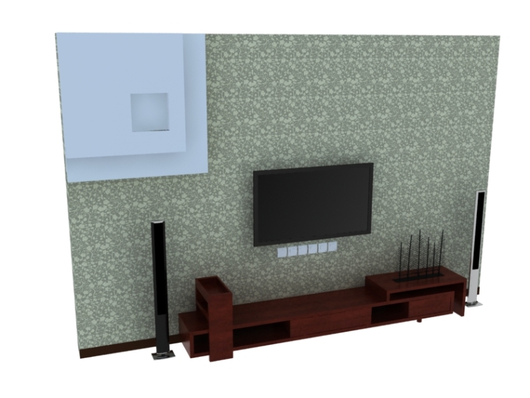 后现代电视背景墙资料下载-电视背景墙3D模型下载