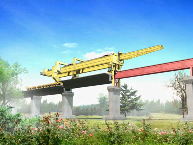 钢箱梁架桥机架设资料下载-桥梁工程架桥机施工动画演示