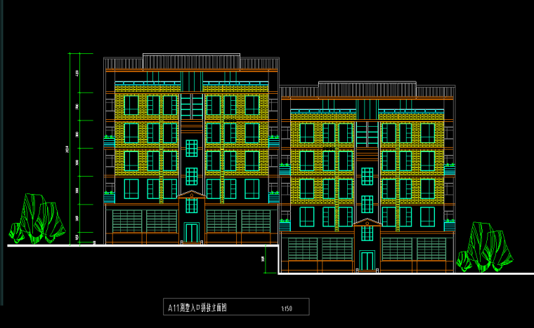 汇景台别墅建筑方案设计施工图（包含CAD）-立面图