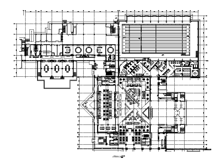 餐厅cad平面布置图资料下载-[陕西]园林式酒店餐厅设计CAD施工图