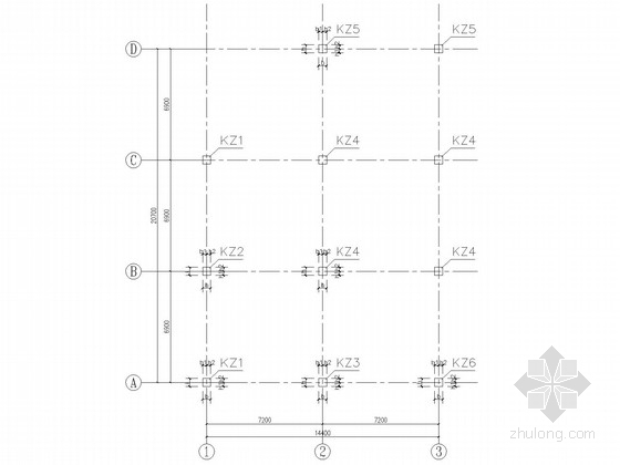 单层框架井口等候室结构施工图-框架柱配筋图 