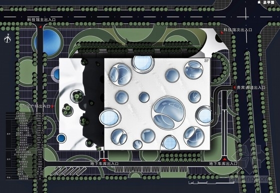 [湖北]大型科技馆建筑设计方案文本-科技馆总平面图 