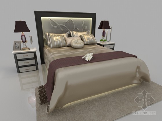 3d现代床资料下载-精美现代床3D模型下载