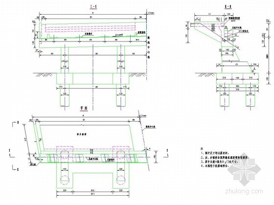 整体式箱桥资料下载-连续箱梁桥肋式台一般构造图设计