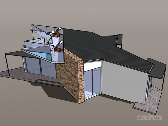 异形表皮SU模型资料下载-异形住宅SketchUp模型下载