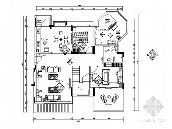 4层建别墅设计图资料下载-[原创]西欧3层迷你型别墅2居室室内设计施工图（含效果图）