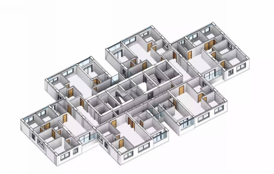 装配式钢结构+BIM技术在高层住宅中的应用-标准层布置BIM模型