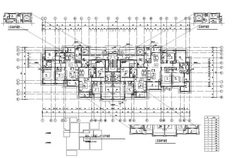 [江苏]苏州欧陆风格居住区建筑方案施工图设计（CAD）-高层5号楼三层平面图