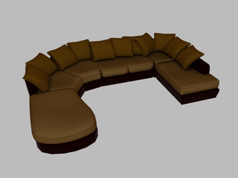 大型弧形组合喷泉资料下载-弧形组合沙发3D模型下载