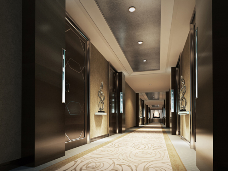 医院走廊扶手3d模型资料下载-酒店走廊3D模型下载