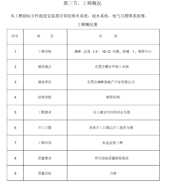 东莞市寮步华南工业园销售中心机电安装工程施工组织设计_2