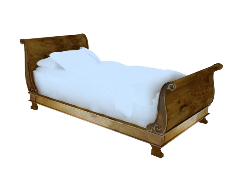 床模型2资料下载-欧式单人床3D模型下载