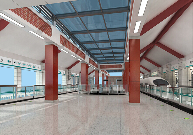 含换乘站高架站地下站30km地铁车站装修及地面附属装修设计方案116页-高架车站站台设计