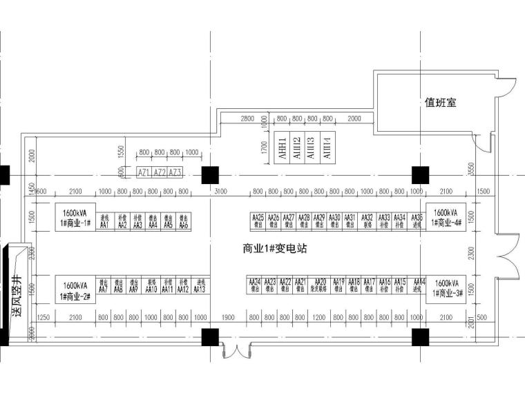 [湖南]大型商场全套电气图纸-商业1#变电所布置图.jpg