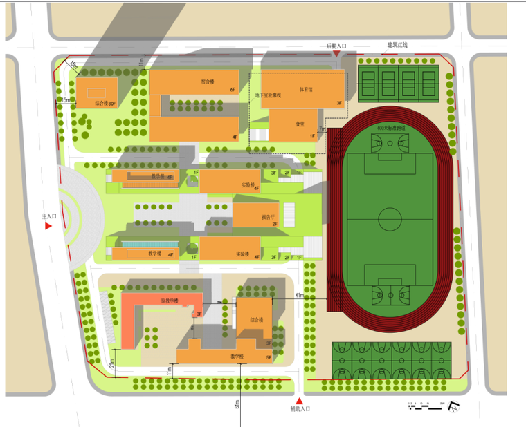 成都龙泉驿区第九中学规划与建筑设计文本-总平面图2