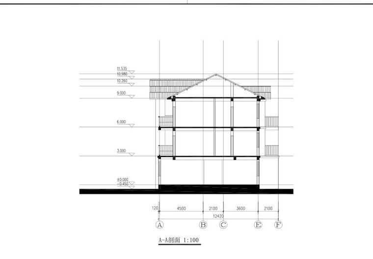 小欧式建筑别墅设计（包含效果图+施工图）-剖面图