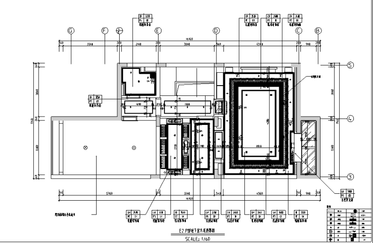 欧式风格三层联排别墅设计施工图（附效果图+模型）-地下室天花投影图