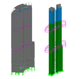 Abaqus动力分析资料下载-厦门裕景SOHO塔楼带加强层超限高层结构动力弹塑性分析