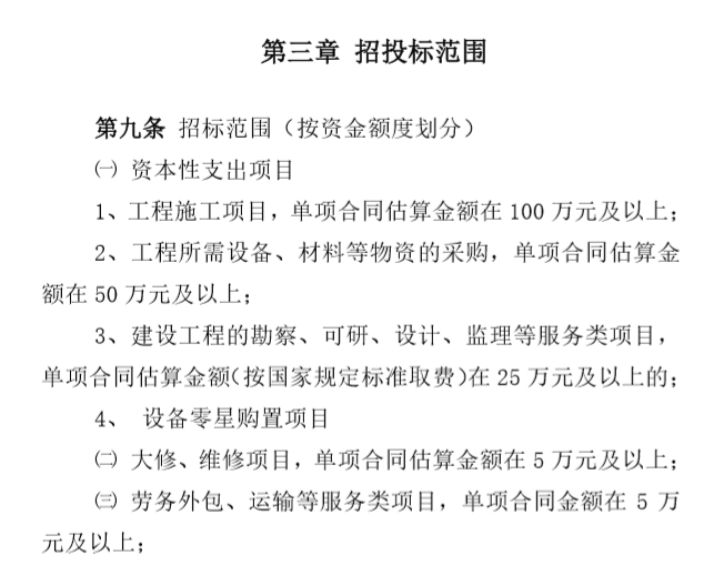 招投标管理和监督办法-招投标范围