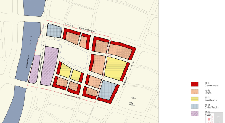 [浙江]SOM宁波江东商务区城市规划设计方案文本-功能分析图