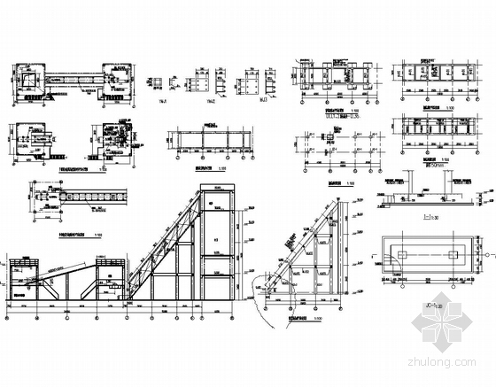 大型锅炉房及干煤棚结构施工图（含建筑图）-输煤廊预埋件布置图