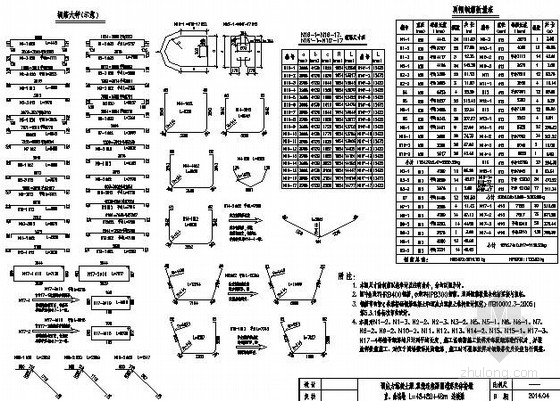 双线连续箱梁圆端形实体桥墩通用设计图85张（40+56+40m、40+64+40m连续梁）-H=5~25m 主墩顶帽钢筋布置图 