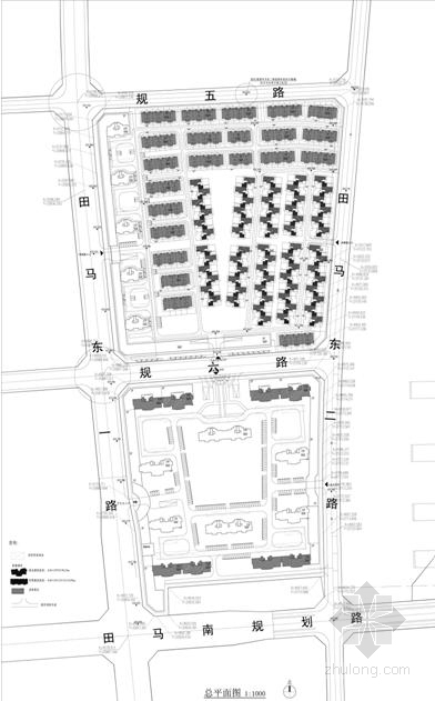 [西安]高层欧式风格住宅建筑设计方案文本（知名地产）-高层欧式风格住宅建筑总平面图