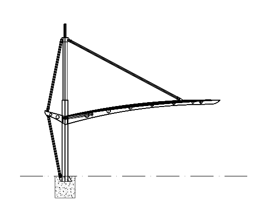 膜结构停车棚施工图（CAD、6张）-膜结构侧面图