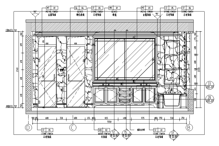 [辽宁]底跃户型样板房设计施工图（附效果图）-主卫立面图