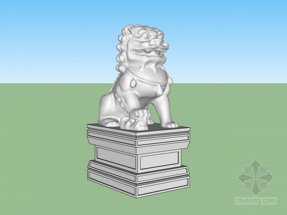 景观石头模型加地形资料下载-石头狮子sketchup模型下载