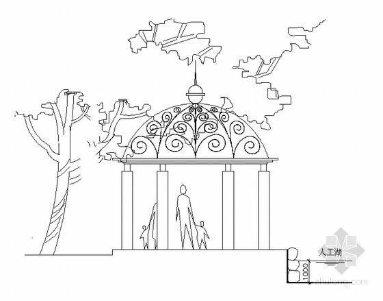 cad凉亭施工详图资料下载-欧式铁花凉亭施工详图
