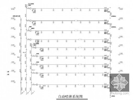 七层环保办公楼给排水施工图纸-自动喷淋系统图